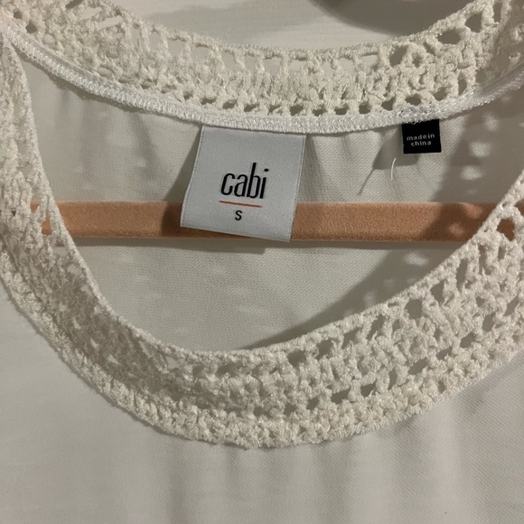 CAbi #5042 S Marisa Top Ivory Crocheted Lace Tank Comfy Soft material NWOT - Picture 4 of 6